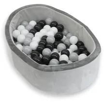 BOJUNGLE Bällebad, Kinderbällebad Schaumstoff, Bällebad mit 120 Bälle, grau