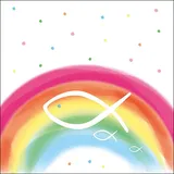 Ambiente Home Ambiente Servietten Papier 33x33cm 3-lagig - hochwertige Einweg Papierservietten "Regenbogen/Weiß", 33 x 33 cm, 20 Stück
