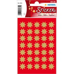 HERMA Sticker Sterne 8-zackig, gold Ø 16 mm 3 Blatt / 105 Sticker, Papier, Gold,