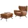KAWOLA Hochlehnsessel CHARME Cord 72 x 100 x 80 cm Braun mit Hockerbank
