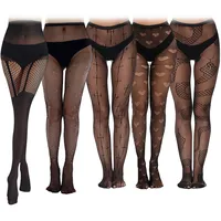 Netzstrumpfhose Schwarz 5 Stück Halterlose Strümpfe Kniestrümpfe Damen Sexy Strumpfhosen Damen Muster Set, Gothic Strumpfhose mit Unterschiedlichen Mustern, Netzstrumpfhose Glitzer Schlangen - Einheitsgröße