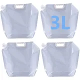 Hayaww 4 PCS 3 L Faltbarer Wasserkanister mit Hahn Wasserbehälter Trinkwasserkanister Faltkanister Wasserbeutel Trinkwasser Wasserbehälter mit Tragegriff-Outdoor Camping Wandern Picknicks