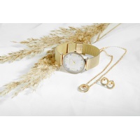 Excellanc Damengeschenkset mit Armbanduhr, Halskette und Ohrsteckern, Gold