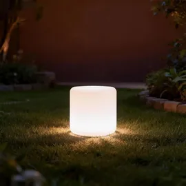ideoon lights Moderne LED Solar Zylindrische Tischlampe 27,0 cm inkl. Erdspiess RGBW Farbwechsel weiß