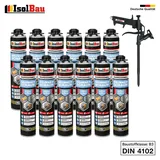 Brunnenschaum 12x 750ml Bauschaum 1x Teflon Pistole Montageschaum Pistolenschaum