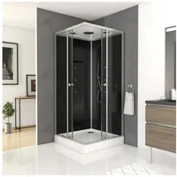 Marwell Komplettdusche Black Square, BxT: 90x90 cm, Einscheibensicherheitsglas, inkl. Armaturen schwarz