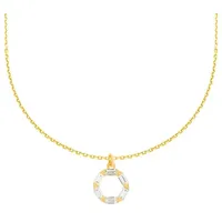 Stella-Jewellery Collier 585 Gelbgold Kette mit Zwölfeck Anhänger Zirkonia (inkl. Etui), 585 Gelbgold 7 Plättchen goldfarben