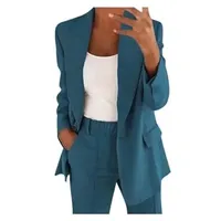 angebote damen Hosenanzüge für Damen Elegant Blazer Anzug Set Einfarbig Streetwear Zweiteilig Hosenanzug Business Modern Anzughose Revers Slim Fit Sportlich Büro Outfit - 3XL