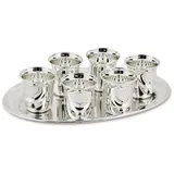 Edzard Schnapsset 7-teilig, 6 Becher und Tablett, schwerversilbert, 22x15 cm, Becher H 5 cm, Füllmenge 4 cl