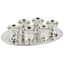 Edzard Schnapsset 7-teilig, 6 Becher und Tablett, schwerversilbert, 22x15 cm, Becher H 5 cm, Füllmenge 4 cl)
