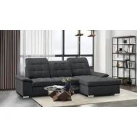 werk2 Ecksofa Carmen, Sofa, Eckcouch mit Schlaffunktion, Bettkasten und Sitztiefenverstellung, grau