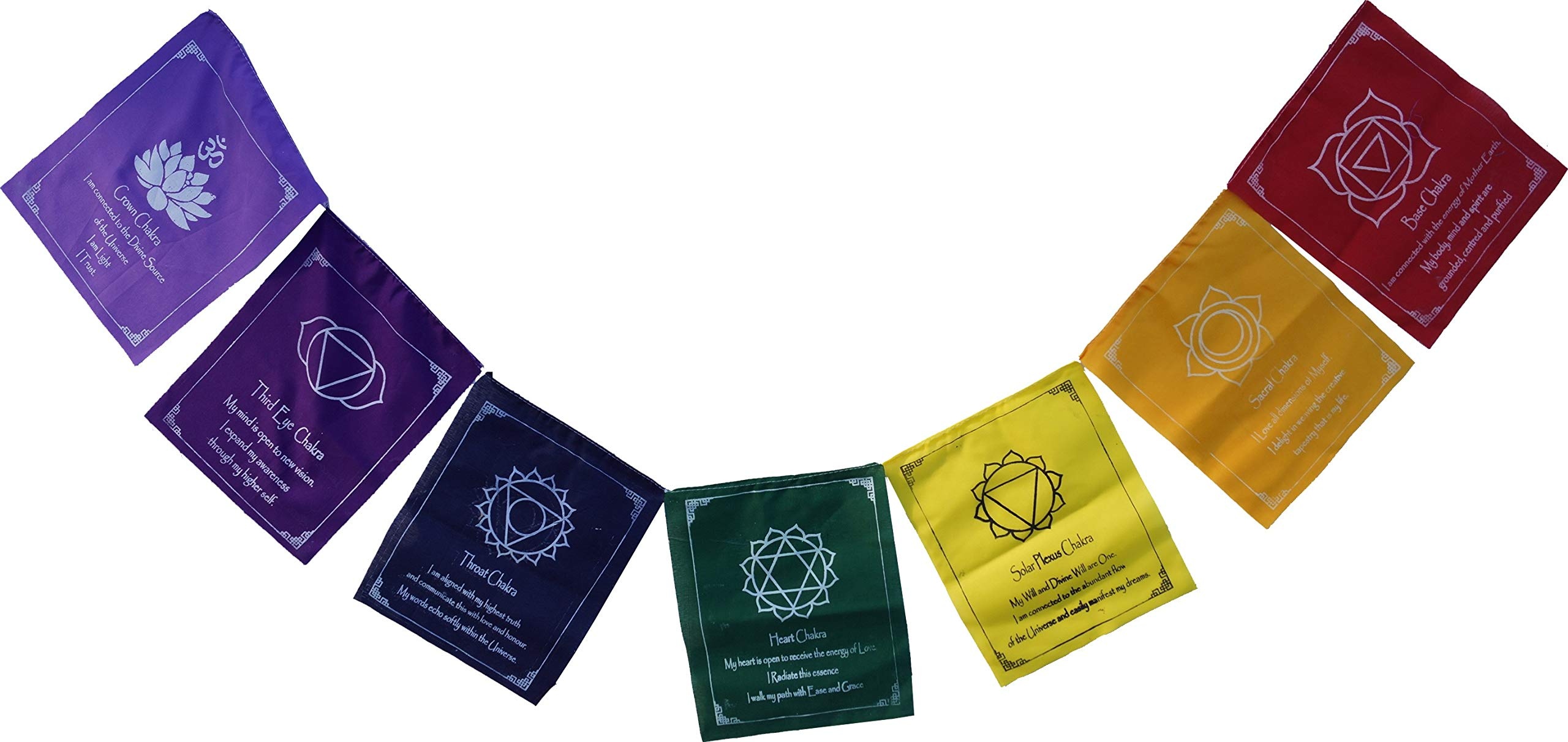 GURU SHOP Chakra-Meditation Wimpelkette - Modell 1, Mehrfarbig, Baumwolle, 25x20x0,1 cm, Gebetsfahnen