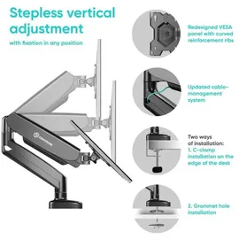 ONKRON Monitorhalterung G50-B für VESA TFT, Tisch-Befestigung, Schwarz