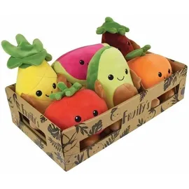 JEMINI Fruchtige Schachtel mit 6 weichen Plüschobst- und Gemüsesorten - 17 cm, - Bunt
