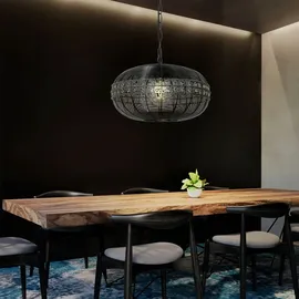 ETC Shop Hängelampe Pendelleuchte Esszimmerlampe Esstischlampe, Metall, 1x E27 Fassung, DxH 35x128cm