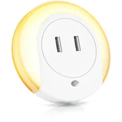 BEARWARE LED Nachtlicht, Warmweiß, Nachtlampe mit USB Ladefunktion, Helligkeits & Dämmerungssensor