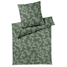 ELEGANTE Mako-Jersey Cherry Blossom Grün 155 x 220 cm + 80 x 80 cm