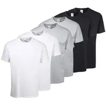 FRUIT OF THE LOOM T-Shirt », sechs Stück in unterschiedlicher Farbkomination«, mit Rundhalsausschnitt, Gr. XXL (60/62), weiß-schwarz-grau, , 237823-XXL