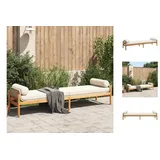 vidaXL Gartenbank mit Kissen Beige Poly Rattan Akazie