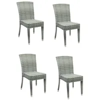 Konway Stapelstuhl MAUI (4 St), 4x KONWAY® MAUI Stapelstuhl Granit Polyrattan Sessel stapelbar grau