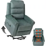 Mendler Fernsehsessel HWC-K63, Relaxsessel, Liegefunktion Aufstehhilfe Massage Heizfunktion, Stoff 220g/m2 Chenille -