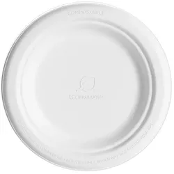 MONOUSO - Teller Zuckerrohr-Fasern Weiß Ø15,5cm (50 Stück)