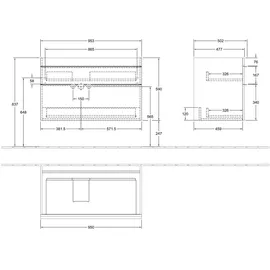 Villeroy & Boch Waschbeckenunterschrank 2 Auszüge 95,3 x 59 x 50,2 cm Weiß