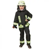 Kostüm Feuerwehr Junge Uniform Feuerwehrmann Anzug Fasching (116, Schwarz)