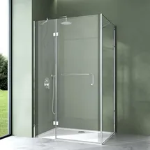 mai & mai Eckdusche mit Drehtür rechts 140 x 90 cm transparent ESG Duschwanne R04k
