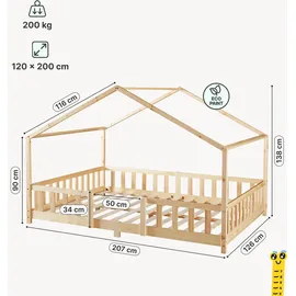 [en.casa] Kinderbett Treviolo 120 x 200 cm Kiefer naturbelassen beige