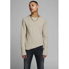 JACK & JONES Hill Knit Crew Pullover Oatmeal Melange XL