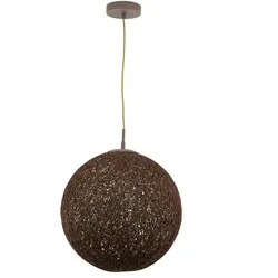 Licht-Erlebnisse Hängelampe TADANO Modern Braun Kugel rund Ø39cm wohnliche Pendelleuchte Esszimmer Wohnzimmer, AD141-90-19