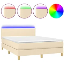 vidaXL Boxspringbett mit Matratze & LED Creme 140x200 cm Stoff