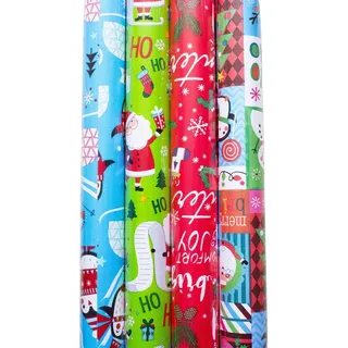 Annastore Geschenkpapier 4 Rollen Geschenkpapier für Weihnachten Weihnachtsgeschenkpapier, Geschenkpapier Weihnachten für Kinder, Pro Rolle 500 x 70 cm bunt