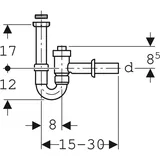 Geberit Röhrensiphon für Waschtisch, mit Rückflussverhinderung, Abgang horizontal, ø40mm 152860111