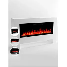 Glow Fire Elektrokamin Hermes) | LED Standkamin in weiß mit Heizung (1500 W) | HxBxT: 96 x 156 x 38 cm,