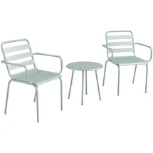 Outsunny 3tlg. Gartenmöbel Set, Bistroset mit 1 Couchtisch, 2 Stapelbaren Stühlen Grün