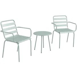 Outsunny 3tlg. Gartenmöbel Set, Bistroset mit 1 Couchtisch, 2 Stapelbaren Stühlen Grün