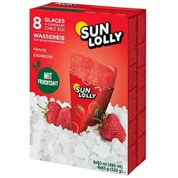 SUN LOLLY Wassereis Erdbeere 8x 60,0 ml