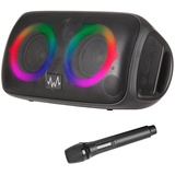 Wave Party Speaker/Karaoke Maschine/Tragbarer Lautsprecher mit Karaoke Mikrofon und LED Licht, 60 W, Schwarz