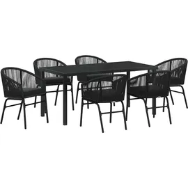 vidaXL Garten Essgruppe 7 pcs Schwarz Pulverbeschichteter Stahl - Schwarz