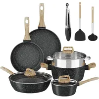 Kochtopfset Indutkion 12-tlg Topfset mit Deckel Kochgeschirr Pfannenset Antihaft