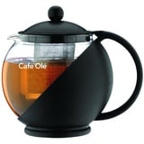 Café Olé Grunwerg Café Ole Loose Leaf Everyday Round Teekanne Infuser Basket Glas Teekanne, Schwarz, 1.20 Liter, 1200ml / 1.2