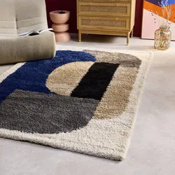 Indoor Teppich Shaggy, geometrisches Muster, mehrfarbig  - sweeek