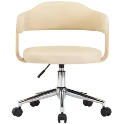 vidaXL Esszimmerstuhl Drehbar Creme Bugholz und Kunstleder