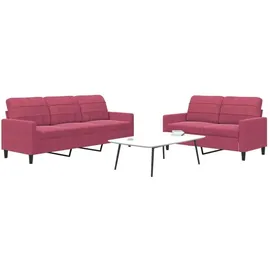 vidaXL 2-tlg. Sofagarnitur mit Kissen Weinrot Samt