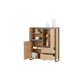 Möbel Boss Highboard 120 x 140 x 40 cm Braun / Grau