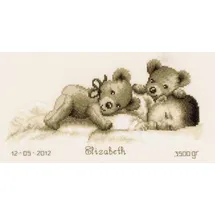 Vervaco Gezählter Kreuzstich Stickpackungen Stickset Baby Geburt Schlaf Kindlein Schlaf.. Wanddekoration Handarbeit Set für Erwachsene Kreatives Handwerk ca. 30 x 16 cm Geburt Geschenk Hausdeko