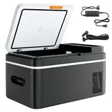 SucceBuy Kompressor Kühlbox 22 L, 12/24V DC Elektrische Gefrierbox mit App-Steuerung, 100–240 V AC Autokühlschrank für Camping, Reisen, LKW un... - Silber/Schwarz