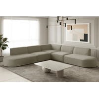 Fun Möbel Ecksofa Designersofa PALMA Stoff Opera Velvet Pearl Seite Universal